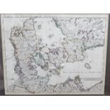 Guillaume de L'Isle, coloured engraving, 'Carte du Royaume de Danemarc' framed map, 1730 by