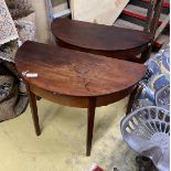 A pair of George III mahogany D end tables, width 106cm, depth 54cm, height 71cm