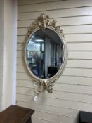 A Victorian style oval girandole wall mirror, width 59cm, height 96cm