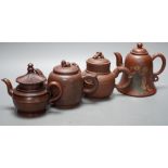 Four Chinese Yixing teapots, tallest 13cm
