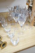 John Rocha for Waterford. A set of 8 cut glass flutes with six matching tumblers, three goblets