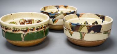 Six pottery spongeware bowls