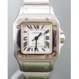 A lady's stainless steel Cartier Santos Automatic wrist watch, on stainless steel Cartier