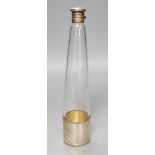 A silver plate mounted glass hunting flask