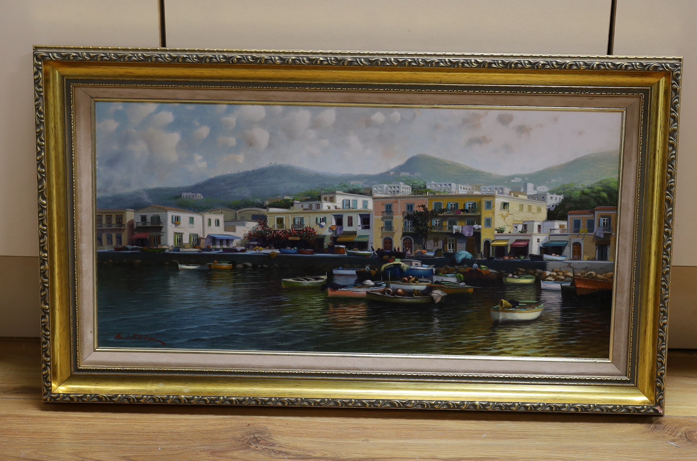 Italian School, oil on canvas, 'Ischia Casamicciola', indistinctly signed, 28 x 59cm - Image 2 of 3