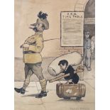 Frederick Harry (1887-1930), set of four ink and watercolour cartoons, signed, 24 x 18cm