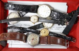 A group of assorted lady's and gentleman's wrist watches including a lady's 9ct Omega and Tichnique,