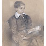 Victorian School, pencil and chalk, Portrait of a seated boy, 39 x 29cm