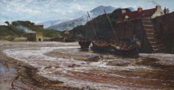 Edwin Ellis (1842-1895), oil on canvas, Estuary at low tide, signed, 40 x 75cm