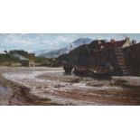 Edwin Ellis (1842-1895), oil on canvas, Estuary at low tide, signed, 40 x 75cm