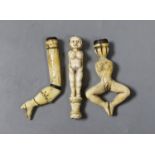 Three prisoner of war bone pipe tamper figures