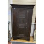 A 17th century and later oak two door cupboard, width 104cm, depth 54cm, height 177cm