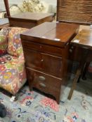 A George III mahogany enclosed washstand, altered, width 44cm, depth 53cm, height 84cm