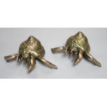 Two modern bronze models of hermit crabs, 14.5cm