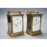 Two carriage timepieces, tallest 14 cm