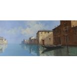 M. Fasciorini, oil on canvas, Venetian canal scene, signed, 40 x 81cm, unframed