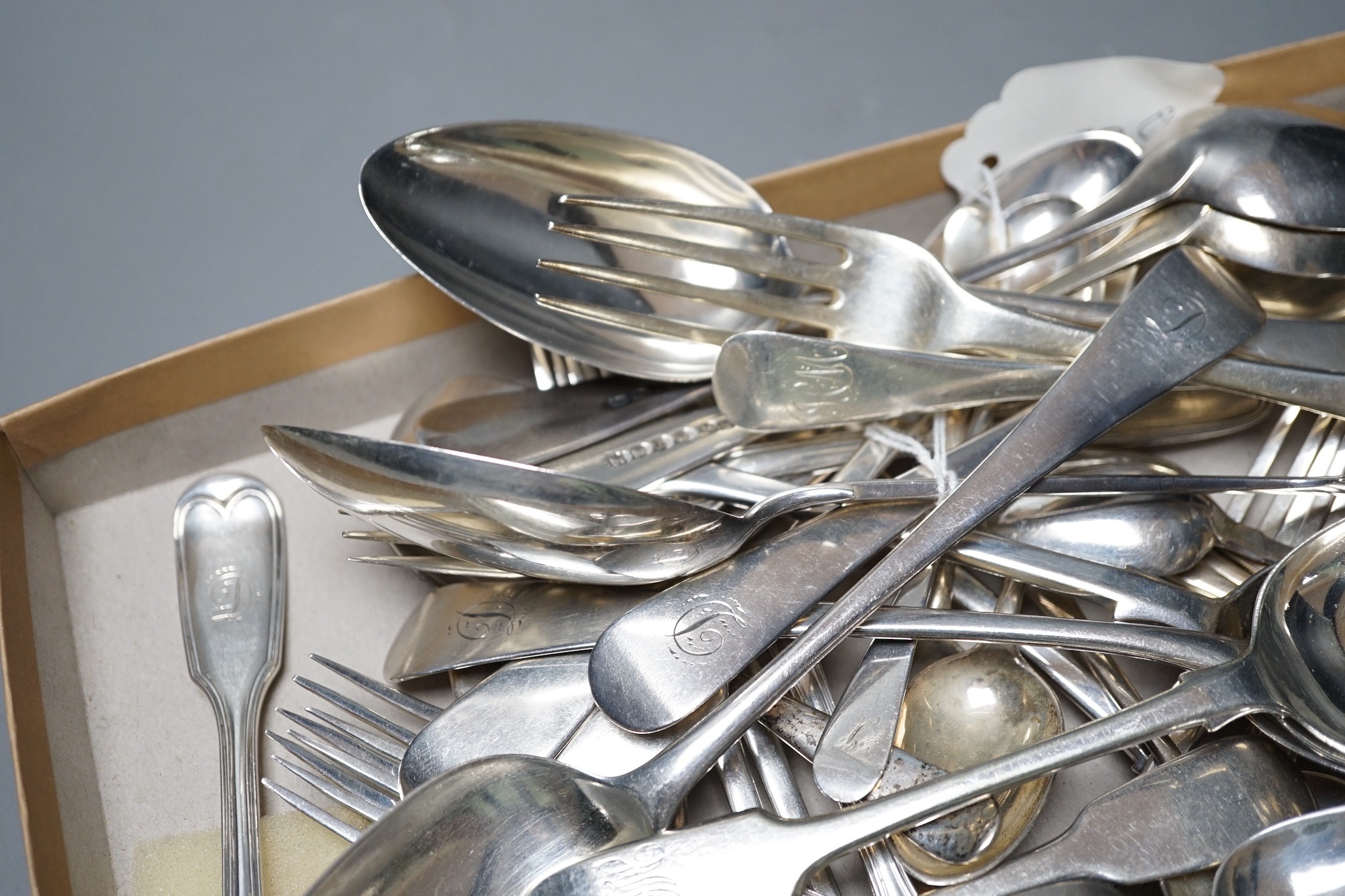 A quantity of assorted 19th century and later silver flatware, various patterns, dates and makers, - Image 3 of 3