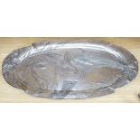 WMF style oval pewter fish dish, monogrammed and dated 1913 to reverse, 57cm long