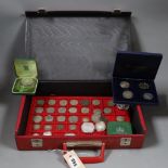 Silver and other coins including two cased Elizabeth and Philip silver jubilee crowns, two