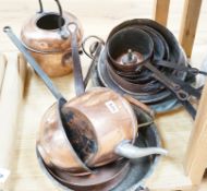 Twelve pieces of 19th century French copperware