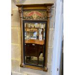 A Regency giltwood pier glass with later tapestry tablet, width 42cm, height 80cm