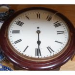 An early 20th century mahogany circular wall clock, single fusee movement, 41cms wide