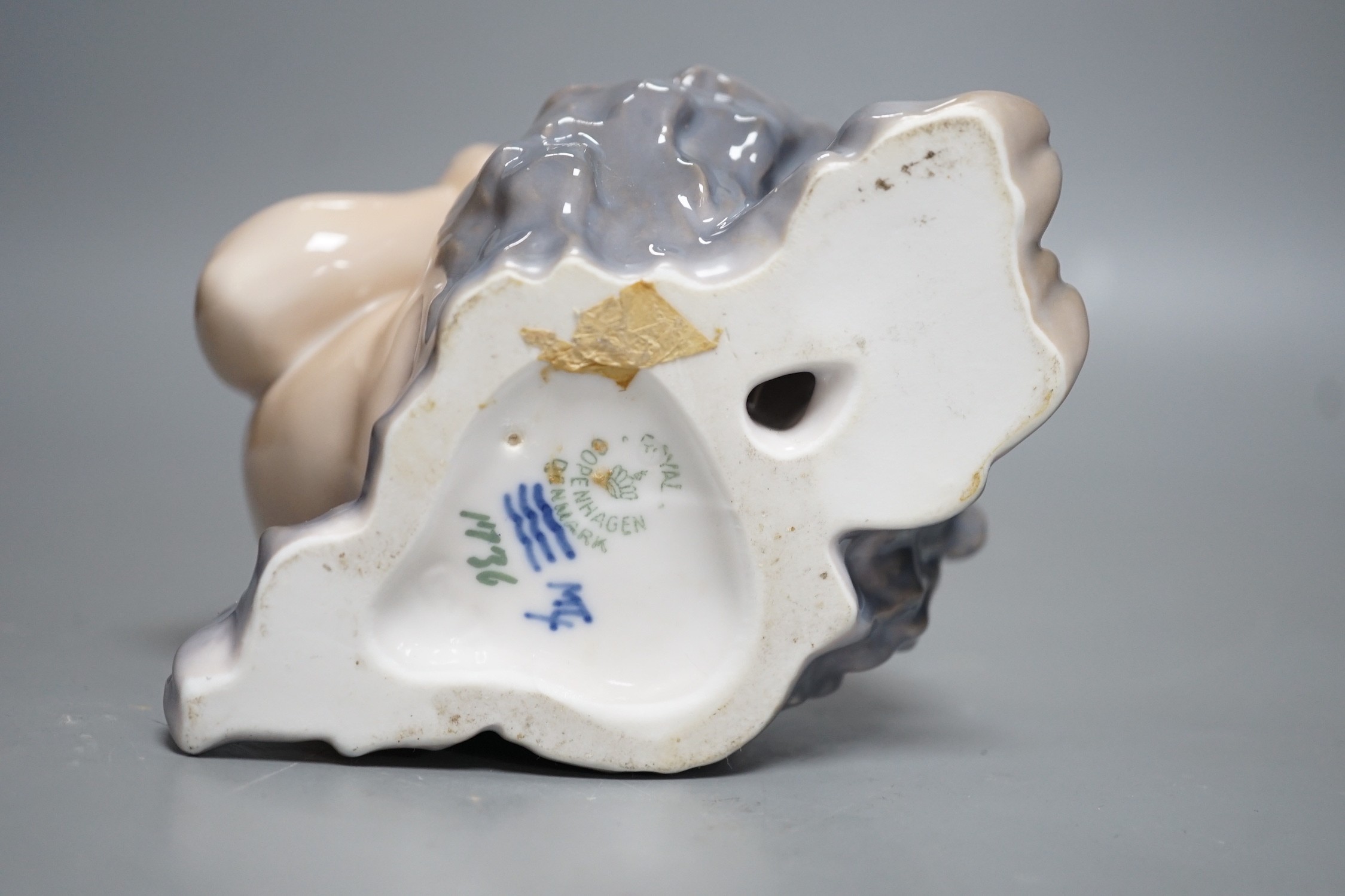 A Royal Copenhagen porcelain model of a seated faun, number 1736, 13cm tall - Image 5 of 5