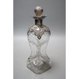 A late Victorian silver mounted waisted glass decanter and stopper, Henry Matthews, Birmingham,