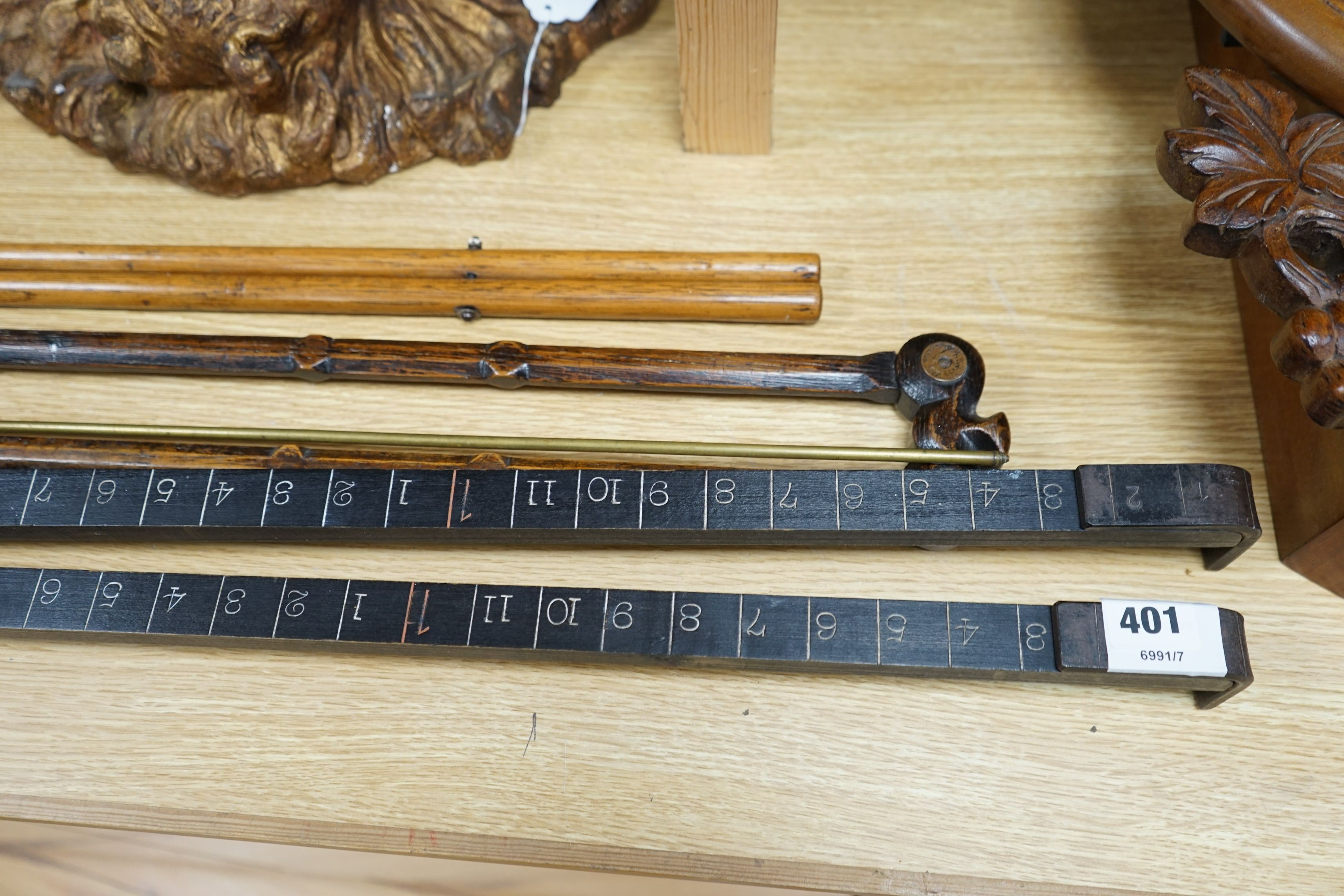 A pair of Bentley & Taylor rail measures together with other tools, longest 120cm - Image 3 of 4