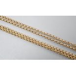 An Edwardian 9ct guard chain or albert, 106cm, 20.1 grams.