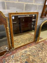 A Victorian rectangular walnut framed wall mirror, width 93cm, height 116cm
