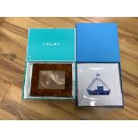 A boxed Elena Zournatzi for Liana Vourakis porcelain dish, decorated with a fishing boat, 27cm and a