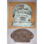 A late 18th century copper Imperial firemark and a cast iron locomotive plaque, Wagon Repairs Ltd,