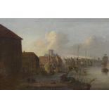 Attributed to James Ward (1769-1859), oil on canvas, 'The harbour at Hull', inscribed verso, 44 x