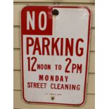 A U.S.A. enamel sign, No Parking, LA Traffic Dept.