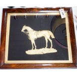 A Victorian cast gilt metal horse, rosewood framed, 43 x 50cm total