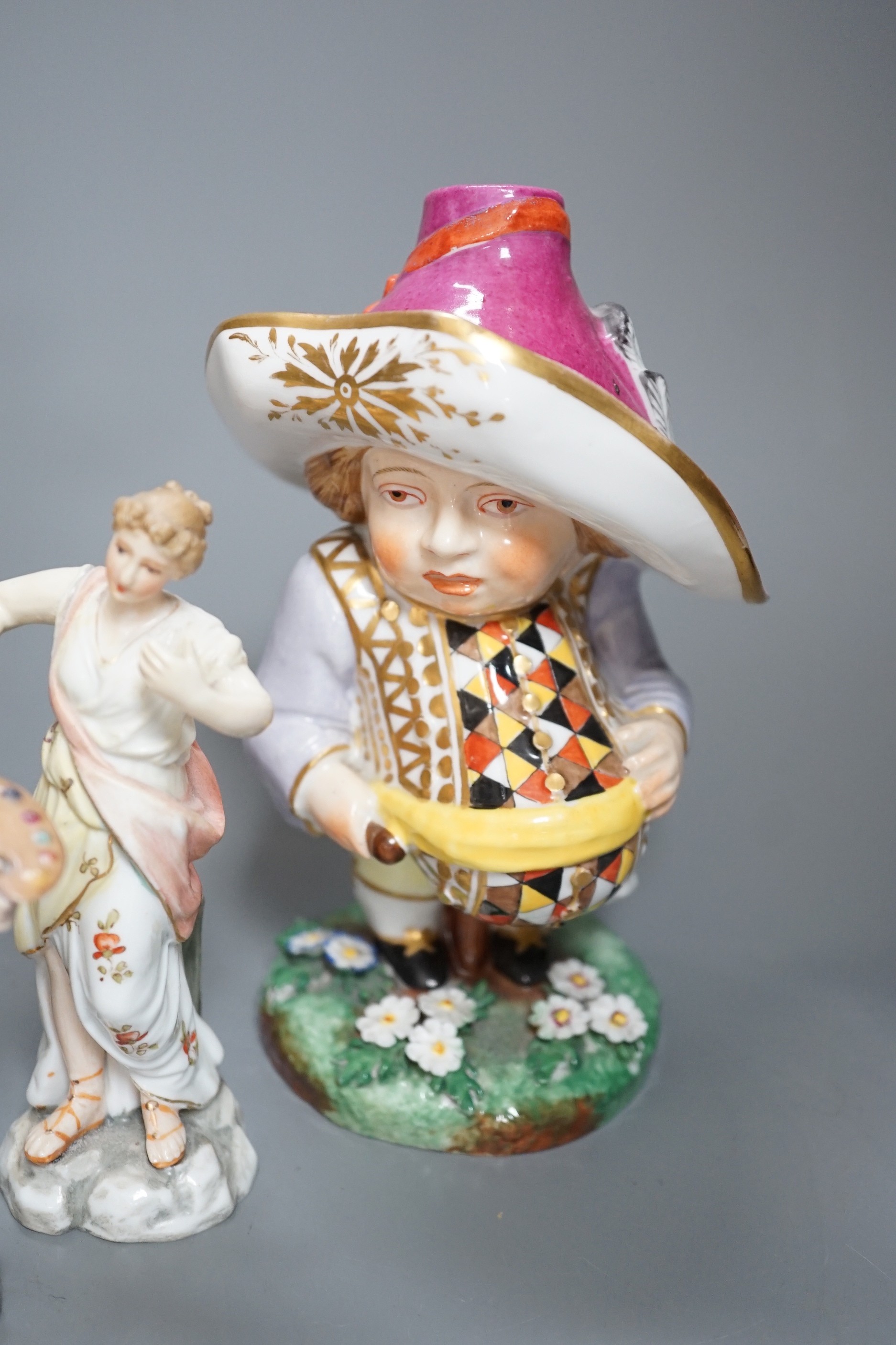 A selection of mainly Continental porcelain figures including Royal Crown Derby style mansion - Image 6 of 9