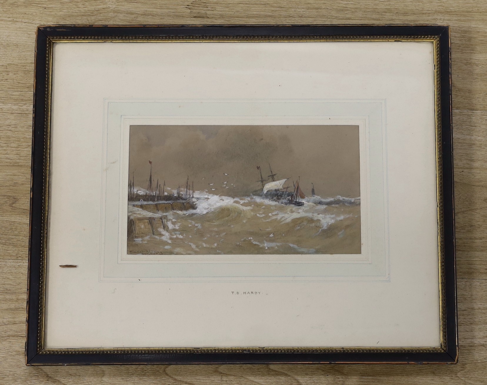 Thomas Bush Hardy (1842-1897), watercolour, 'Towing in distress', signed, 13.5 x 24cm. - Image 2 of 3