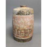 A Chinese pigment painted grey pottery jar, Han dynasty (200BCE - 220CE), 29cm high Provenance-