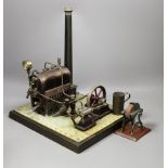 Gebruder Bing - tinplate stationary steam plant, single cylinder, rare, in original pine box, and