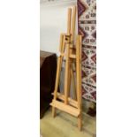 Two modern Windsor and Newton beech artists' studio easels, larger height 173cm