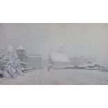 George Nelson RI (1864-1921)'Snowing in Davos, Switzerland', watercolour, signed and dated 18...