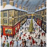 John Ormsby (b.1969), oil on canvas, 'Christmas Shoppers', signed and dated '12, 60 x 60cm