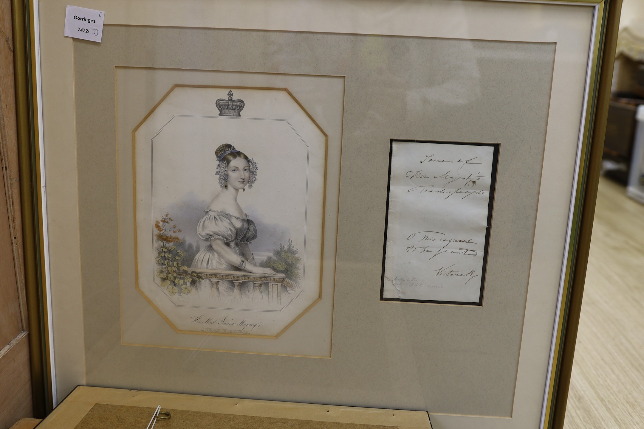Six framed Royal Interest photographs etc, to include a signature by Queen Victoria - Image 7 of 7