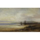 19th century English School, oil on canvas, Coastal scene at low tide, indistinctly signed, 24 x