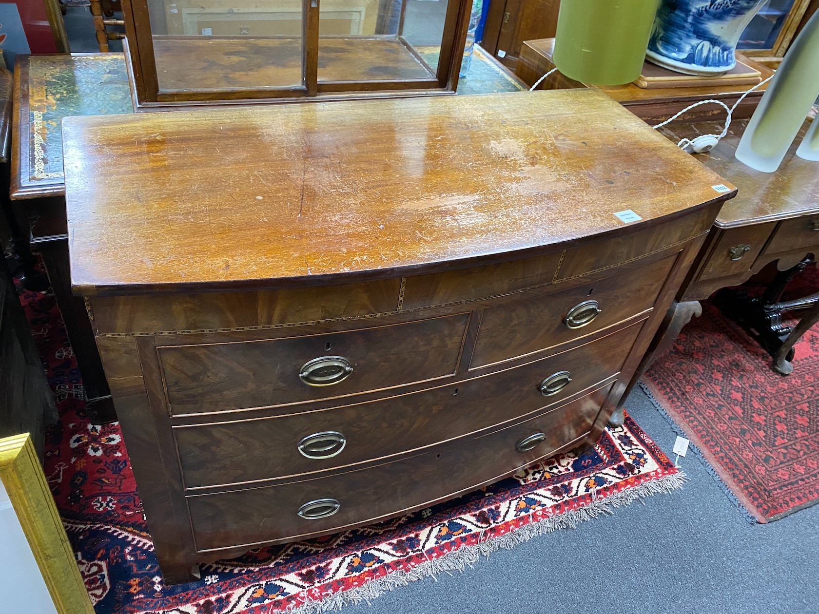 A George IV mahogany bow front chest, of two short and two long drawers incorporating a secret - Image 2 of 2