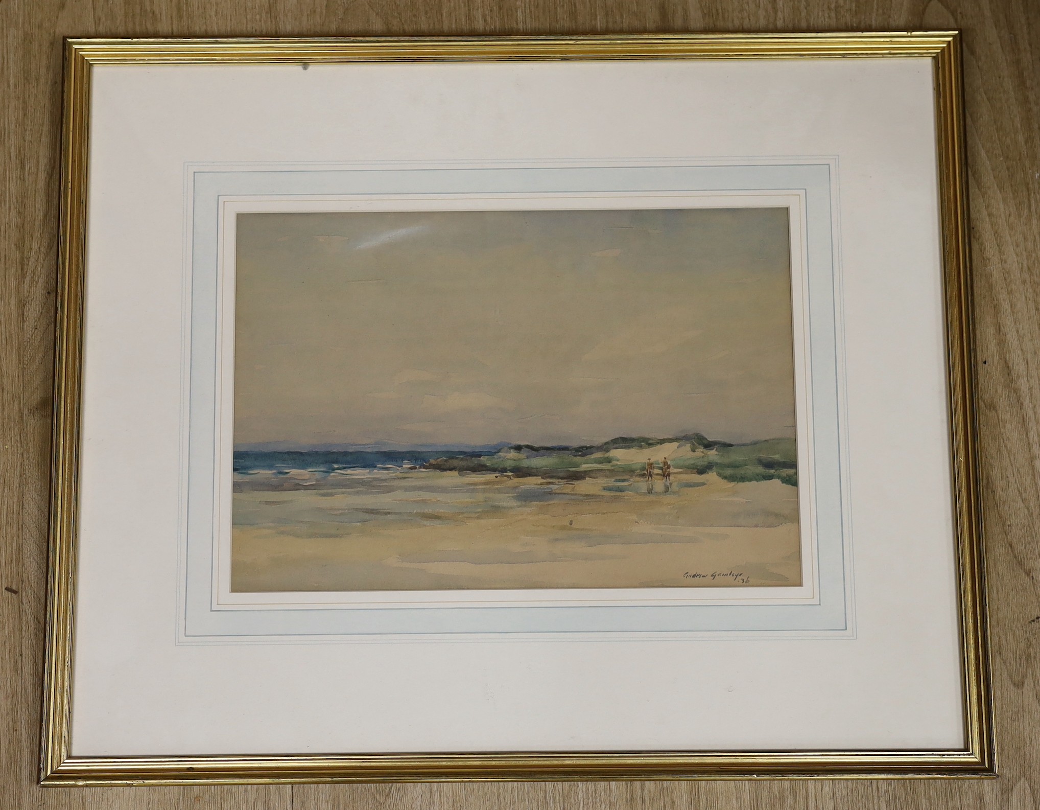 Andrew Archer Gamley, R.S.W. (1869-1949), watercolour, 'East Shore, Gullane', signed and dated ' - Image 2 of 3