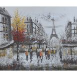 Bennet, oil on canvas, View of the Eiffel Tower, signed, 42 x 52cm