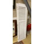 A set of four vintage painted wood shutters, each width 50cm, height 173cm