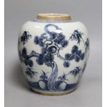 An 18th century Chinese blue and white ‘Three Friends’ jar, 19cm Provenance- the owner bought